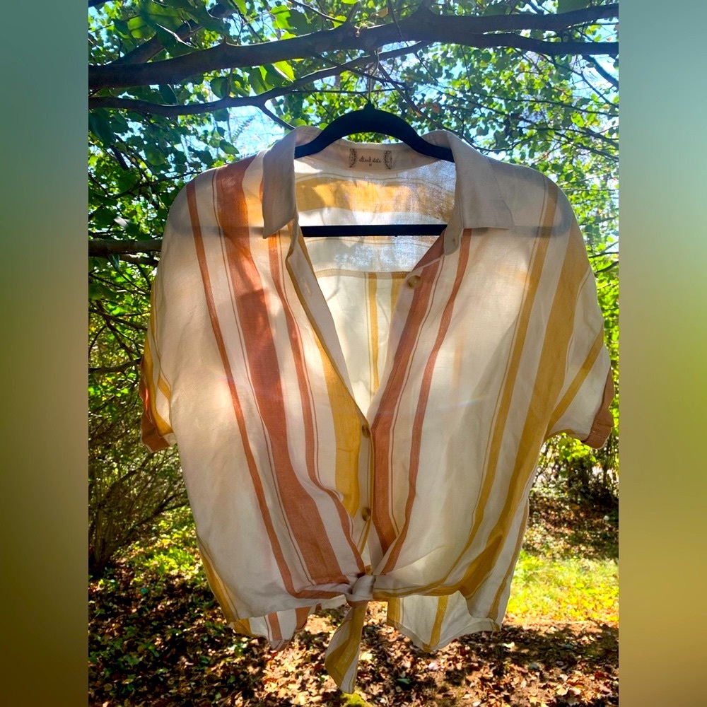 Altar’d State Striped cropped button down shirt size M